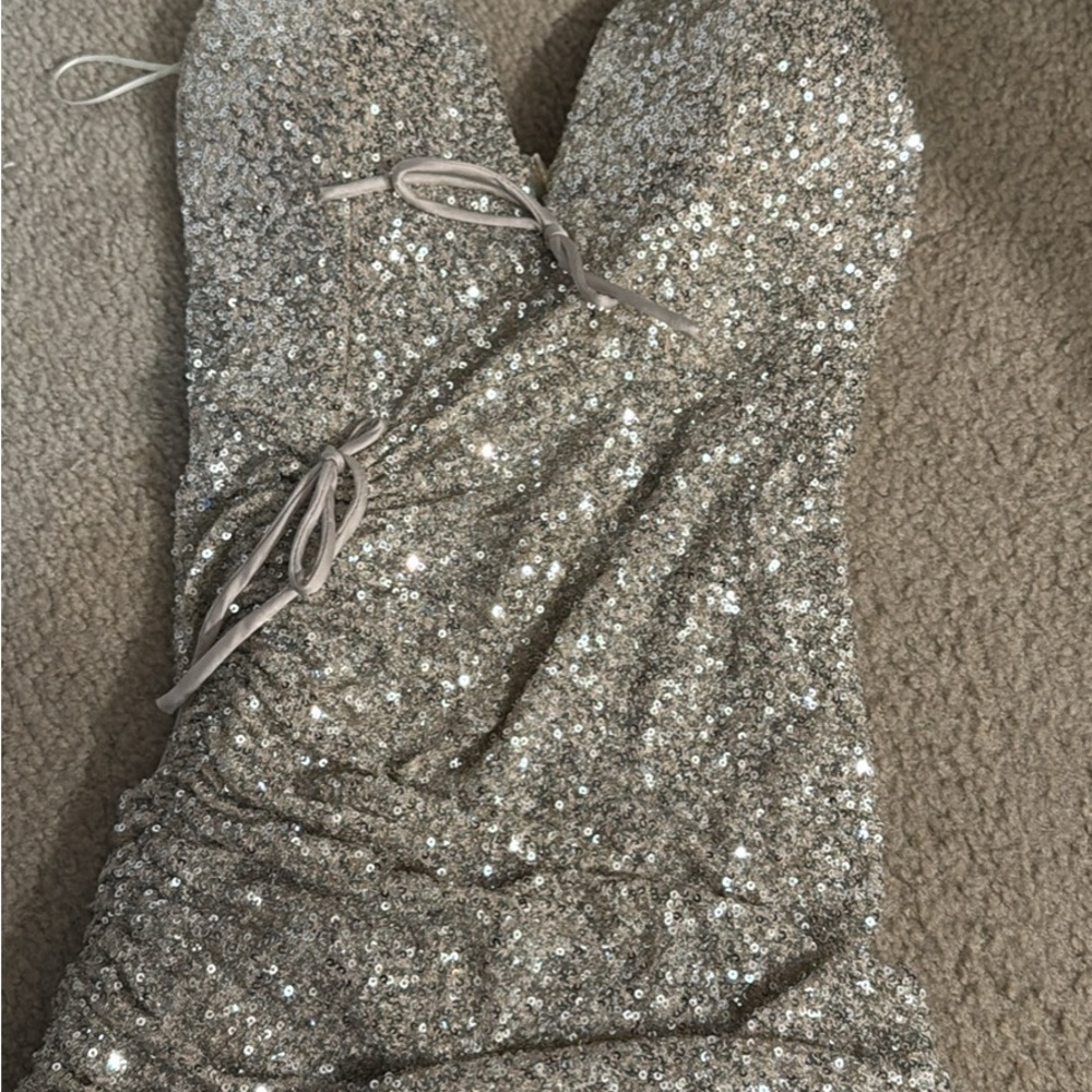 Sparkling Silver Sequin Dress Mable